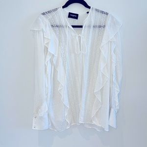 The Kooples Flowing Ecru Top with Lace
